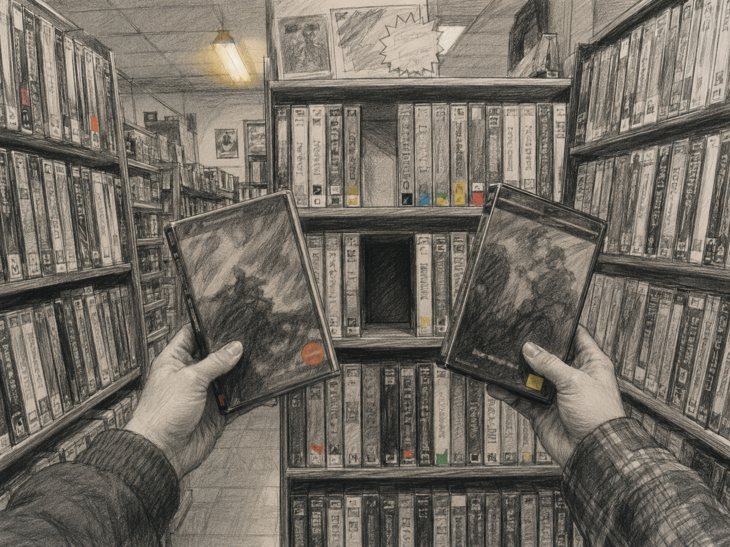 A limited video store shelf replacing infinite streaming choice