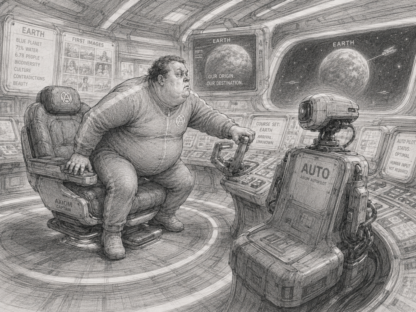 The Captain trying to stand and take responsibility for the ship's direction